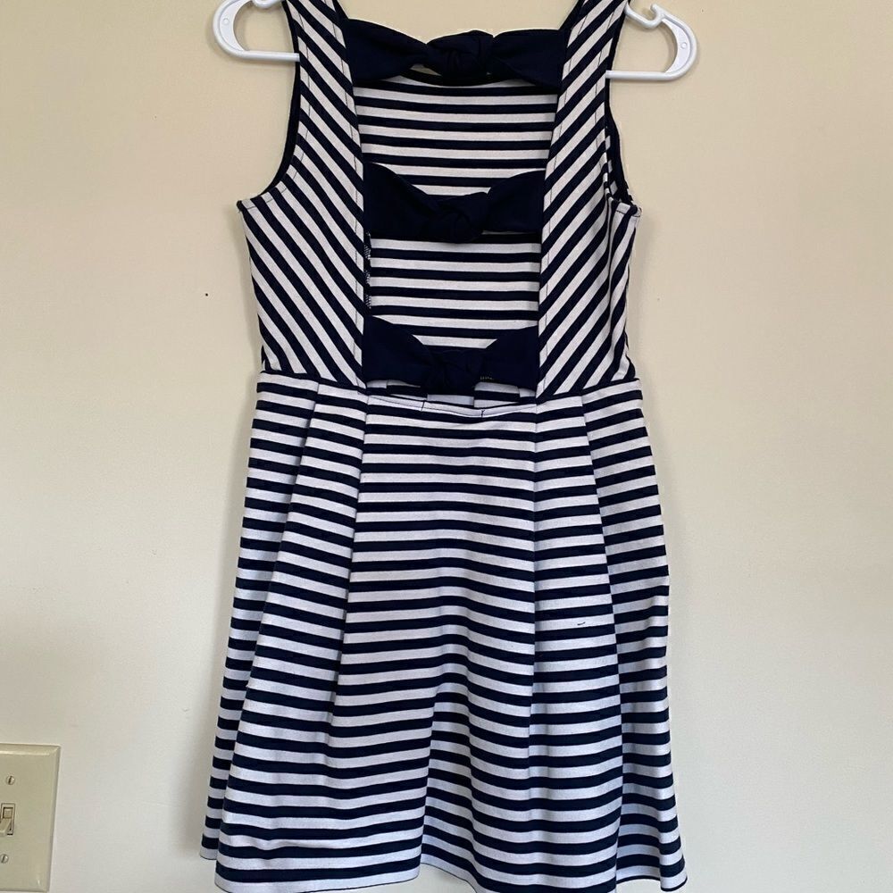 Forever‎ 21 Blue White Striped Bow Back Sleeveless Dress Size Small